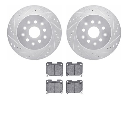 Dynamic Friction Co 7302-76008, Rotors-Drilled and Slotted-Silver with 3000 Series Ceramic Brake Pads, Zinc Coated 7302-76008
